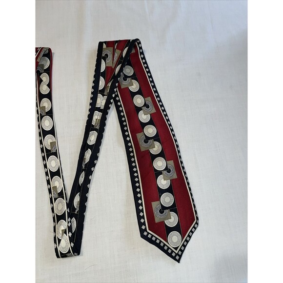 Roffe Dress Tie Mens Size 60" Multicolor Geometric 100% Silk Designer - Picture 3 of 12